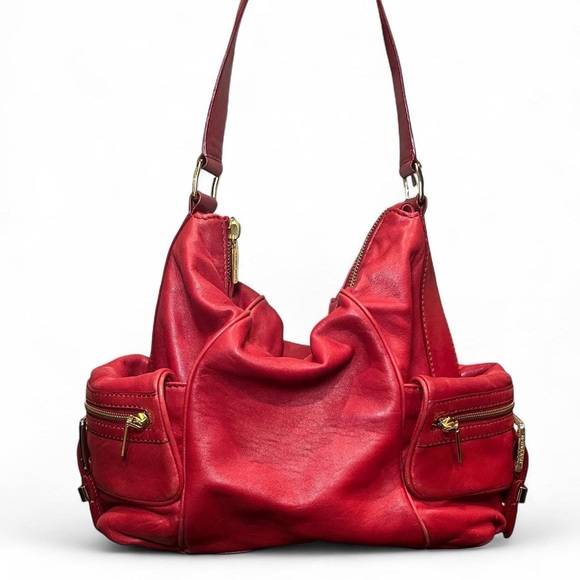 Michael Kors Red Leather Shoulder Bag